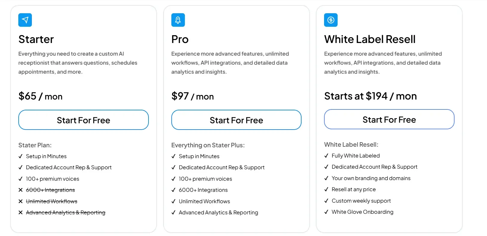 sales tool for small businesses - pricing of my ai front desk